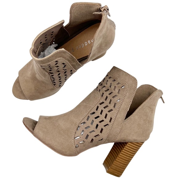 Madden girl bright taupe suede peep toe cut out booties size 7 - Picture 2 of 10